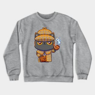 Cute Sherlock Holmes Kitty Cat Crewneck Sweatshirt